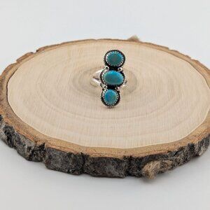 Navajo Blue Diamond Turquoise Stone Ring Native American Indian Jewelry Sz 6‎ **